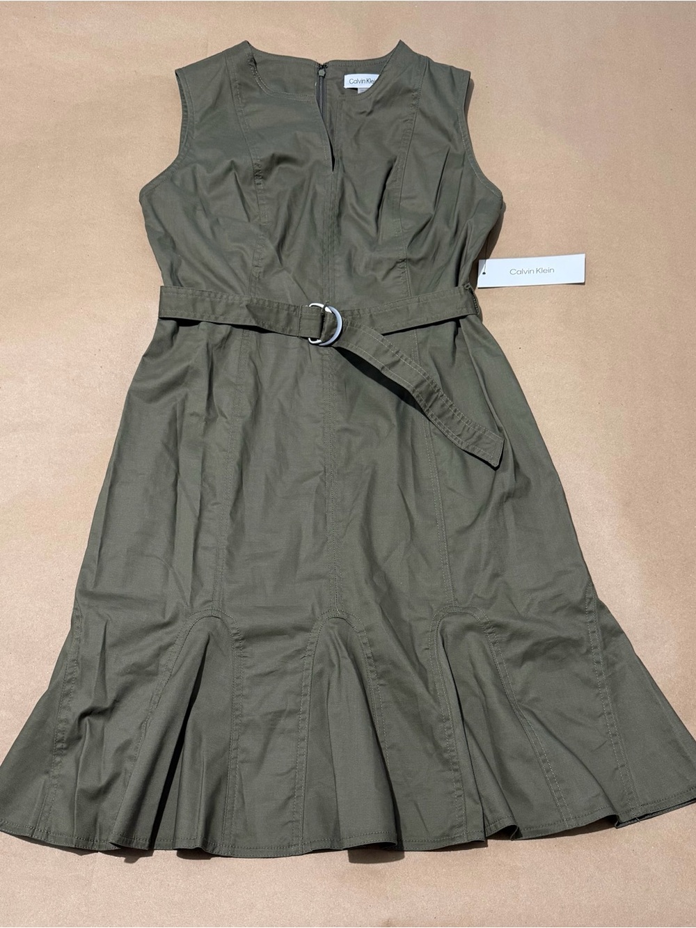 Olive Green Calvin Klein Dress - Picture 3 of 9